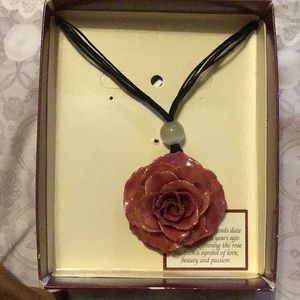 Magenta Color Flower Pendant Necklace